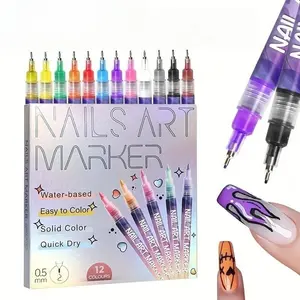 gift for valentines's day Nails Art Marker 12 Color Quick-Drying Acrylic Paint Pens for French Manicure & DIY Nail Art Precision 3D Dot Stitching Long-Lasting Design