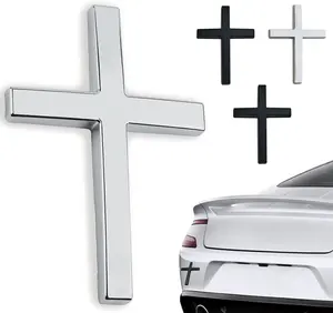 Chrome Zinc Alloy Cross Car Sticker, Faith Inspired Christian Vehicle Decal, Durable & Easy to Install, Universal Decor for Cars SUVs Motorcycles 2.6 x 1.85 Inch #SummerVibes
