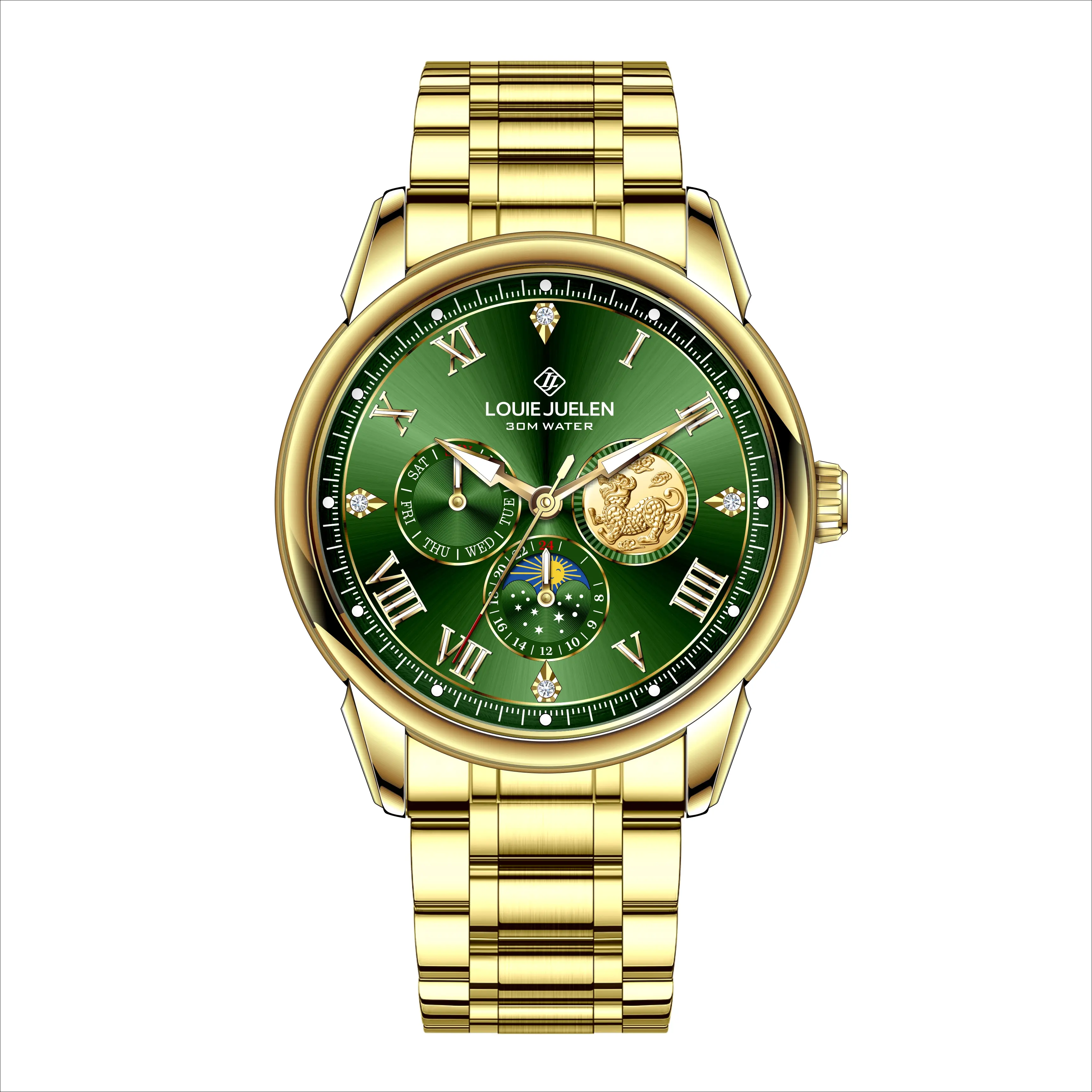 Men's Classic Fashion Swiss Watch - Bold Round 42mm Case, Sapphire Glass, Triple Dial, Super-Luminous Display, Classic Fashion Men's Watches, Analog Wristwatches, Classic Analog Watch