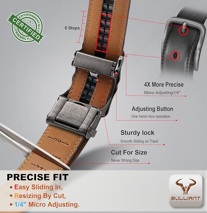 BULLIANT Cowboy Belt for Men, Ratchet Western Belt with Adjustable Western Buckle for Jeans and Casual Wear, Trim to Fit, Gift for Men BULLIANT Cowboy Belt for Men, Ratchet Western Belt with Adjustable Western Buckle for Jeans and Casual Wear, Trim to Fit, Gift for Men