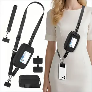 Anti-theft clip-on phone lanyard with wallet function, can be used as a crossbody phone strap