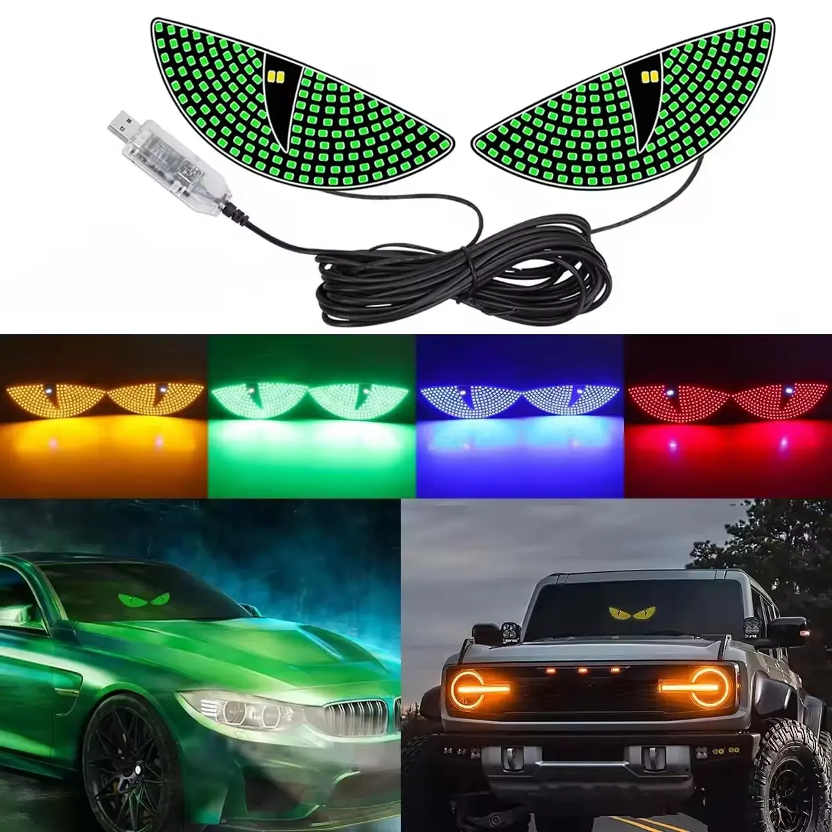 FCCEMC 1 Pair Car Decorative Light Devil'S Eye LED Rear Warning Light Red Dynamic Demon Eyes Atmosphere Light Auto Decor Accessories Car Ambient Lighting Car Led Lights