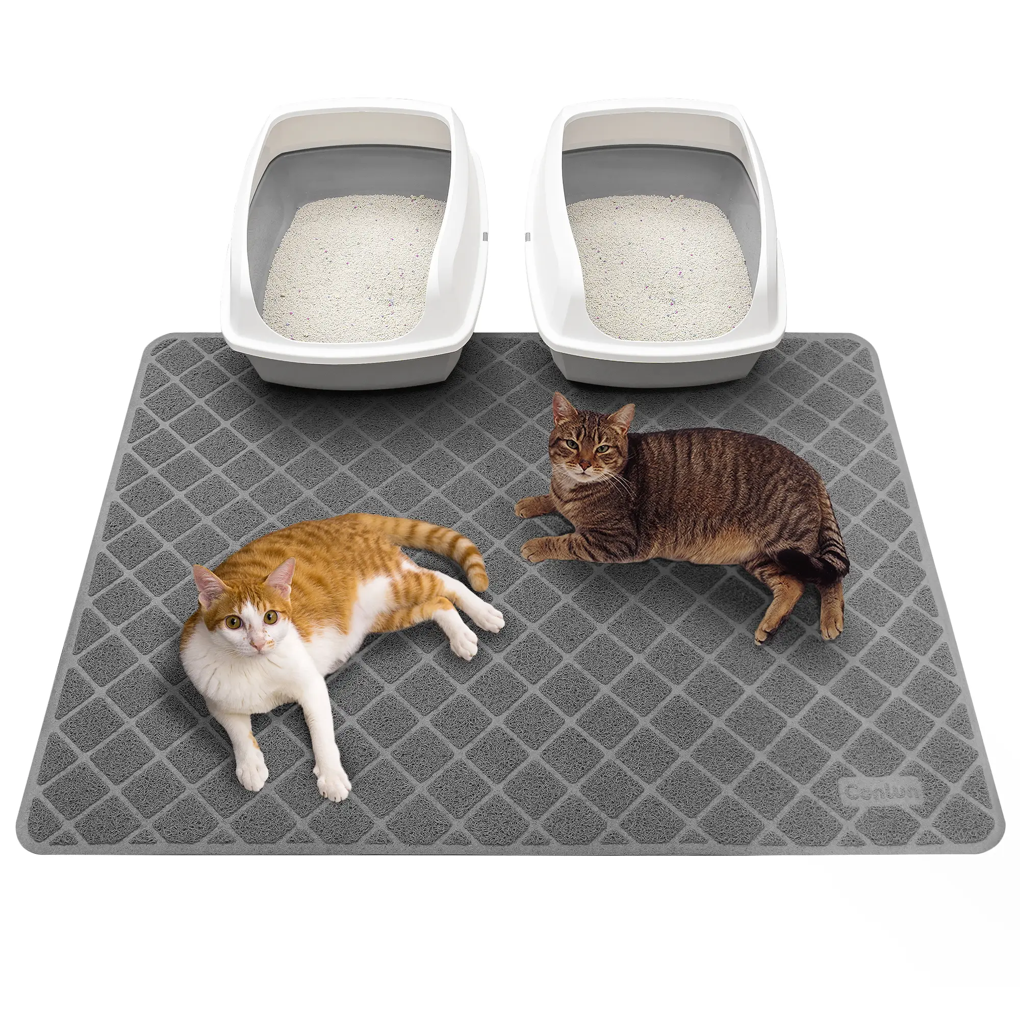 Conlun Cat Litter Mat 47" x 35" Non-Slip PVC Grid Mesh with Scatter Control & Urine Waterproof Soft on Kitty’s Paws #springtok Trapping Clean Tray
