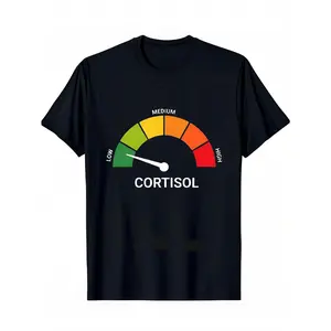 Low Cortisol Level 100% Cotton Gauge Tee  Hormone Meter T-Shirt  Summer, Cotton, Casual, Short Sleeve, Graphic Tee, Soft, Breathable, Loose Fit, Streetwear, Daily Wear, T-Shirt