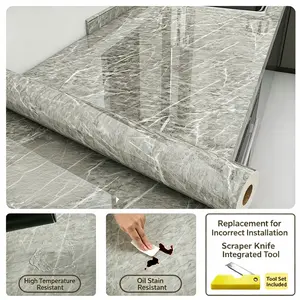 Thick Self-Adhesive Imitation Marble Home Decor Furniture Sticker - Waterproof, Oil-Resistant, High-Temperature Resistant for Kitchen Countertops and Walls