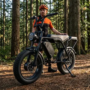 T8  Our off-road electric bike，with a 1150W motor for tough trails, 60V 15Ah battery, max 28MPH speed, 80-mile range, 20"×4 fat tires and Shimano 7-Speed—built for adventure, ideal for enthusiasts seeking power and durability. Bike