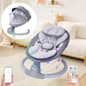 Comfortable Baby Rocker with Soothing Vibration Musical Detachable Toy for 0-6 Months Boys Remote Control via APP Button Touch Control larex  baby  swing electric Electric Swing boy girl Baby Furniture