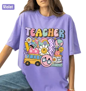Comfort Color Teacher Shirt, Teacher Supplies Shirt, Colorful Teacher Tshirt, Retro Teachers Tee, Back to School Oversized Shirts, Teachers Gift