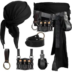 Pirate Costume Pirate  Scarf Bandanas Belt  Sash Medieval Belt Pouch  Purse Leather Hook Festival Sets