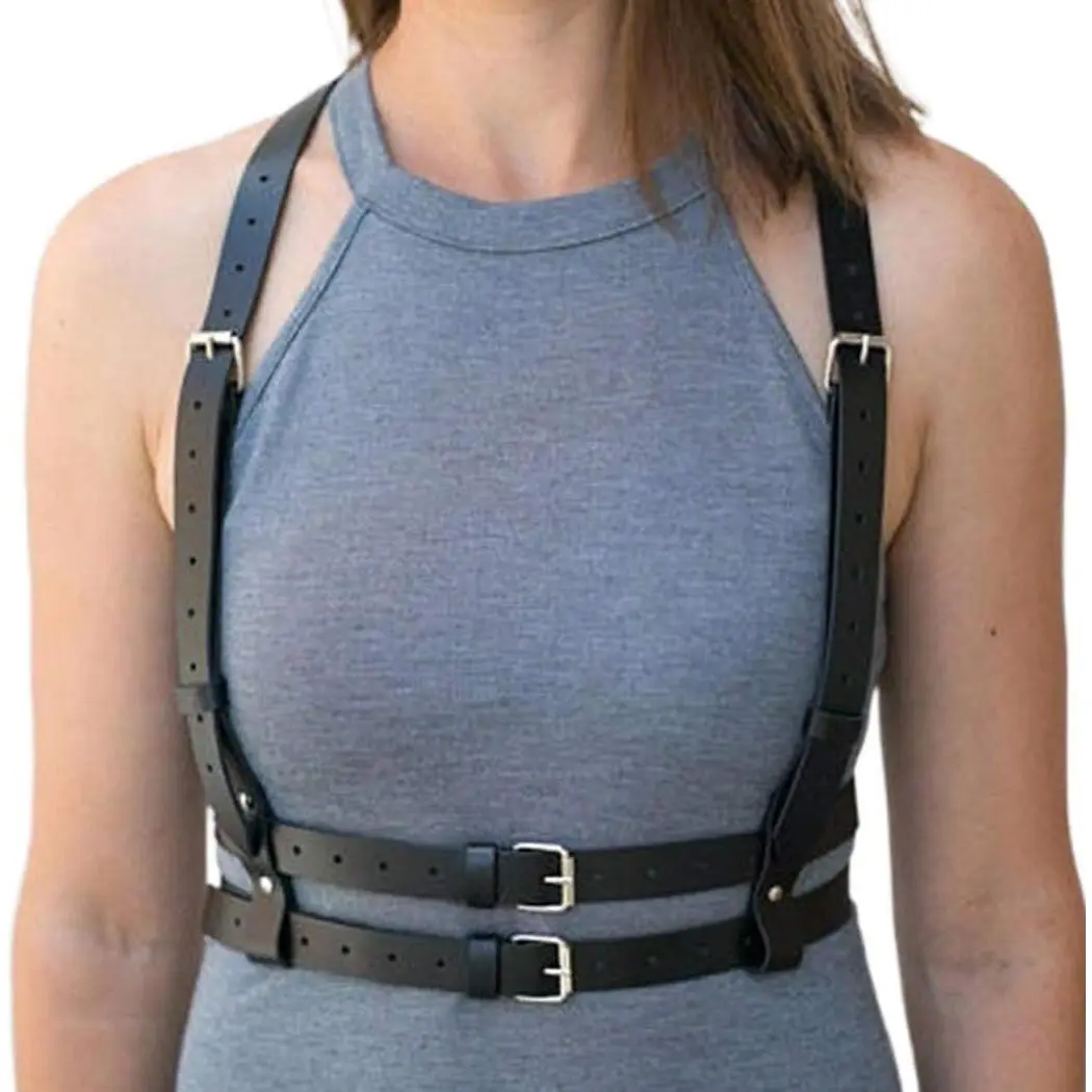 Faux Leather Punk Waist Harness Belt with Buckle, Adjustable, Festival Rave Amazon.com: Maeaccx Leather Garter Waist Belt, Black Punk  main image 2