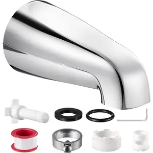 Universal Bathtub Faucet Tub Spout - -Fill, No-Leak, Easy Install Metal Tub Faucet Replacement, Fits 1/2" Slip-Fit Copper Pipe and 1/2" IPS & 3/4" IPS Thread Connections (Chrome)