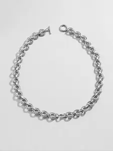 Men's and women's silver classic necklace, non allergic, sweat resistant, not easy to fade, suitable for layering/single wearing, suitable for street minimalist style, fashionable jewelry accessories, birthday, anniversary, Father's Day gifts
