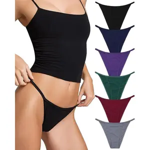 Cotton Underwear for Women-Plus Size String Bikini Panties-Low Waist Cheeky Underwear-High Cut Stretch Ladies Briefs