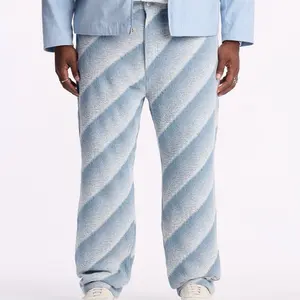 Straight Faded Lines Pants - Ice Blue