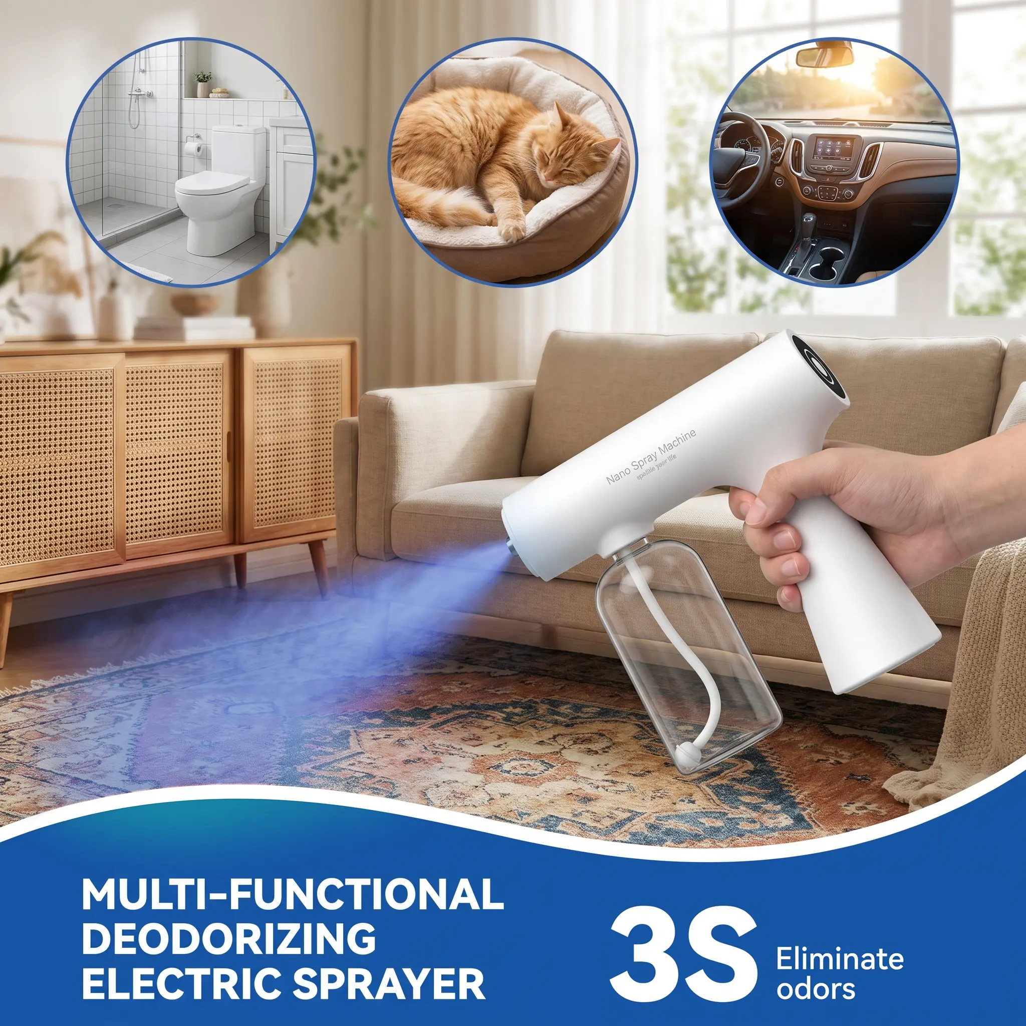 Nano Blue Light Spray Machine, indoor odor removal, pet deodorant, sterilization and deodorization, safe disinfection, lightweight air‑fresh nano mist spray instrument