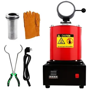 Small Melting Furnace for Gold Silver Copper Aluminum, High-Temperature Graphite Crucible, Electromagnetic Temperature Control, Melting Tool