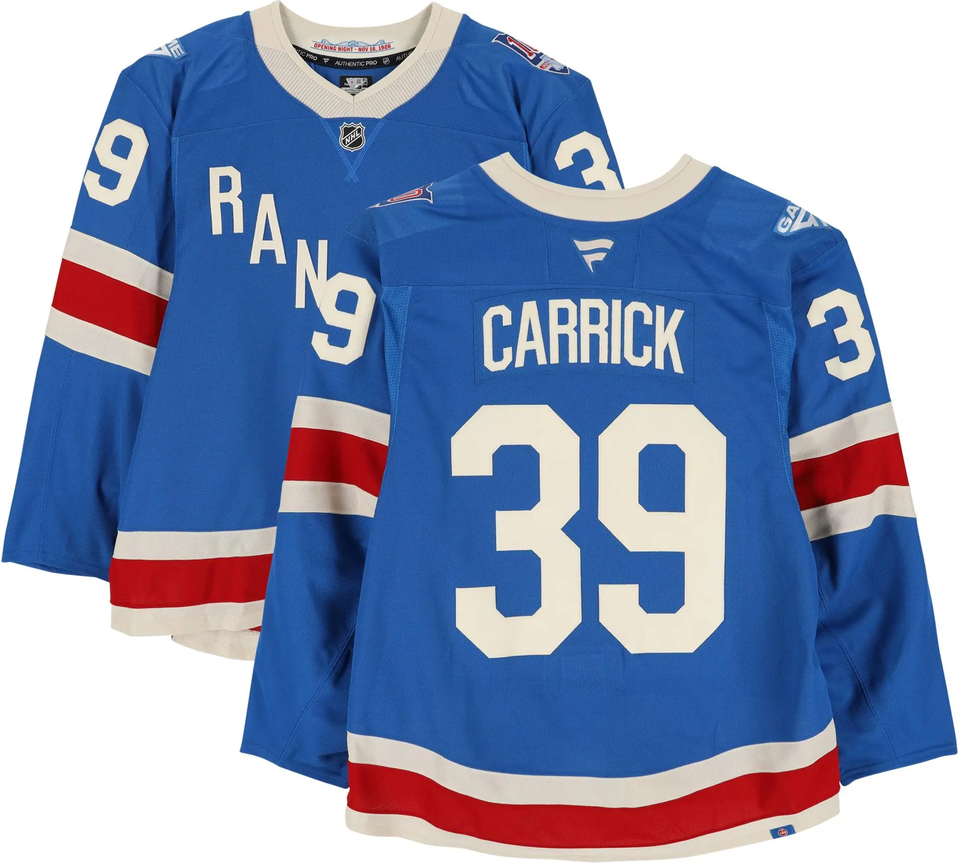 Sam Carrick New York Rangers Game-Used #39 Blue Centennial Jersey vs. Carolina Hurricanes on February 5, 2026 - Fanatics Authentic Certified