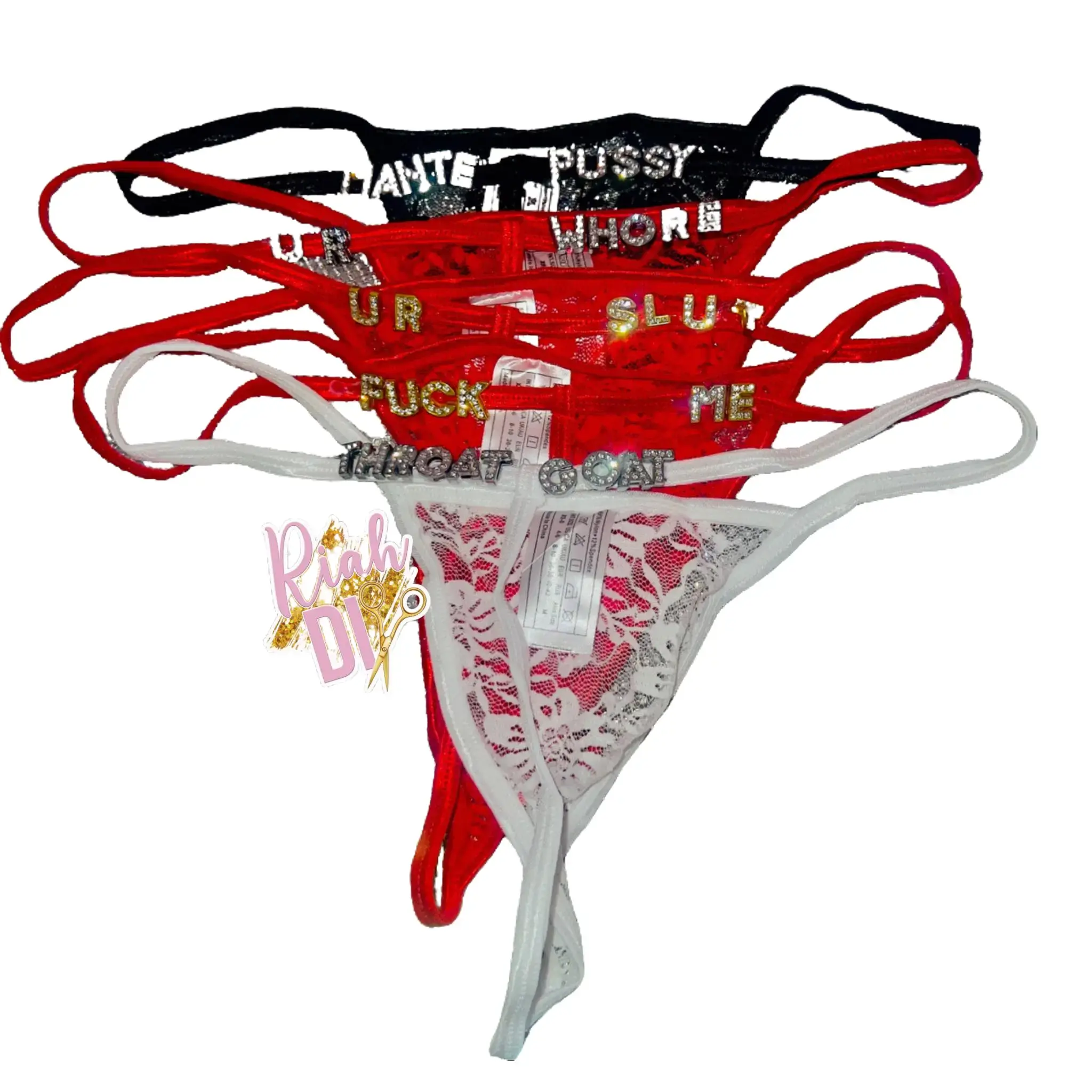 Women's Breathable Soft Bling Rhinestone Custom Name Thong - Personalized Panties for Bride, Lady - Party, Boyfriend Gift