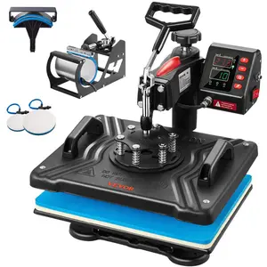 VEVOR Heat Press, 5 in 1 Heat Press 12x15 Machine Machine, Digital Precise Temperature Control, Clamshell Sublimation Transfer Printer Fast Heat-up, Vinyl Heat Press for Mug Cup T-Shirt Plate, 900W