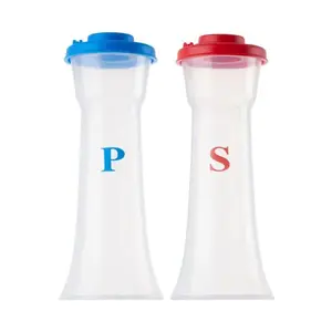 Set Of 2 Plastic Salt And Pepper Shakers With Lids Large Hourglass Covered Proof Shaker Container For Home Kitchen Restaurant Camping