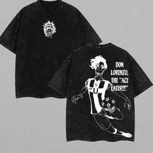 “The Ace Eater” Don Lorenzo x Ubers Italy x Blue Lock Anime Double Printed Washed Tee Unisex Oversize Anime Manga Lightweight Cotton T-Shirt, Gift For Anime Fan , Blue Lock Fan