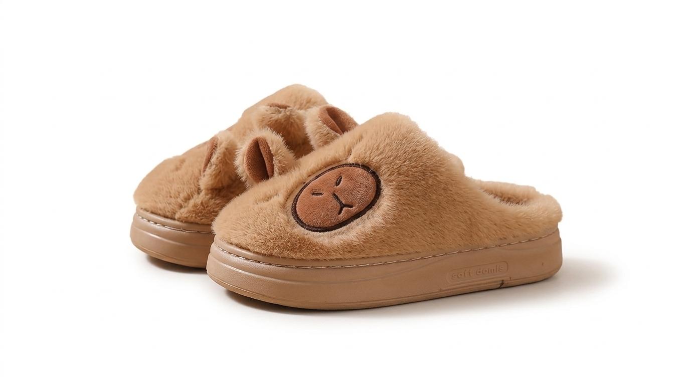 Men And Women Couple'S Anti-Slip Indoor Warm Plush Slippers for Home, Featuring Cartoon Capybara Design for Winter Holidays