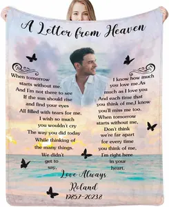 Custom Memorial Blanket with Photos for Loss of Mom Dad Son Daughter Customized Memory Gift of Departed Loved Ones