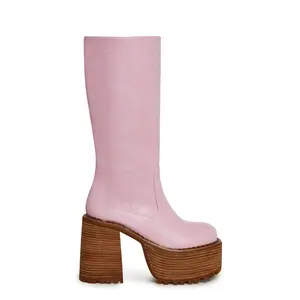 Vintage Soul Knee High Boots - Pink