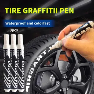 3pcs, Waterproof Car Wheel Tire Paint Pen - Permanent Marker for Oily Marks, Graffiti, and Touch-Ups! Tire Paint Pen For Auto Repair Shops