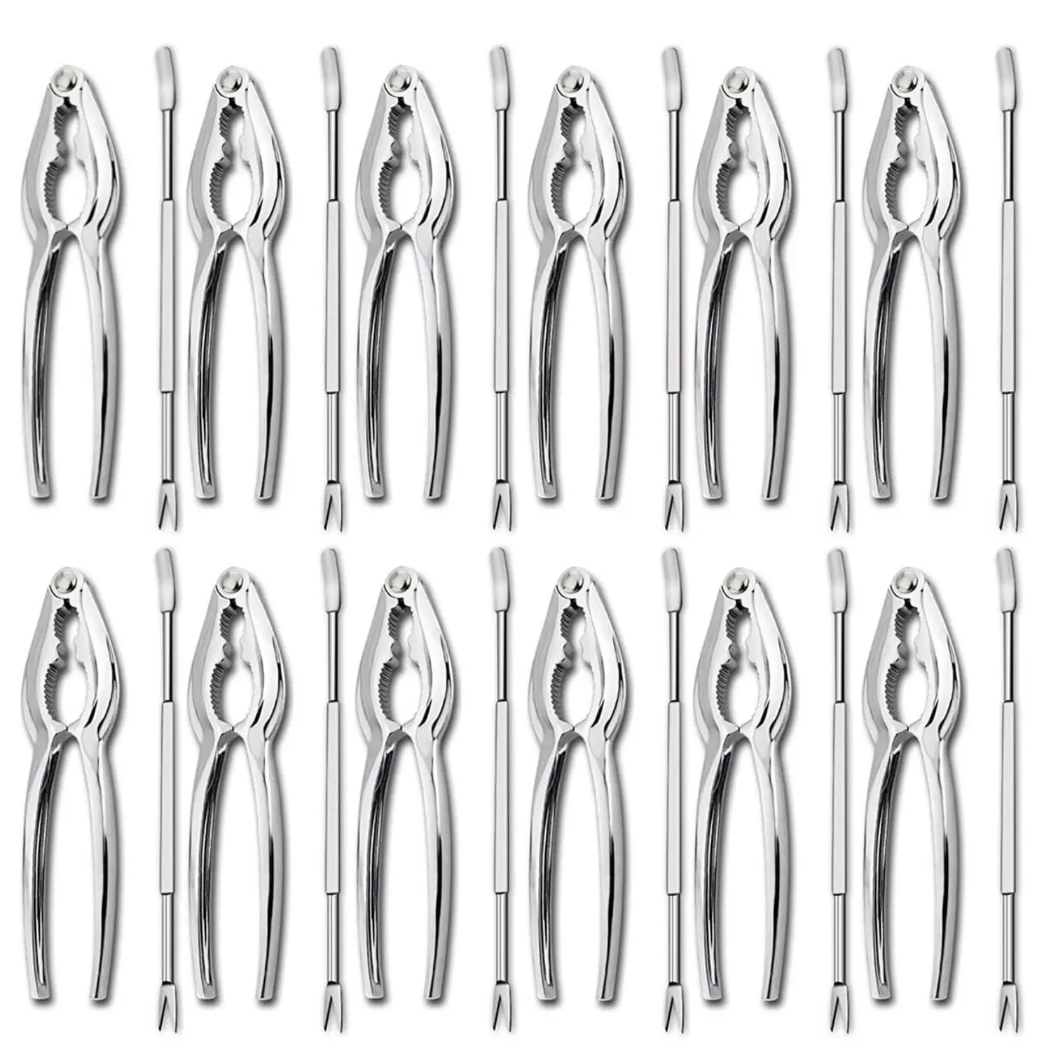 24 Pack Seafood Tools Set including 12 Lobster Crab Crackers and 12 Forks, Zinc Alloy Nut Crackers and Picks, Premium Seafood Tool Kit, Food-Grade Stainless Lobster Crackers