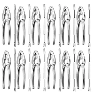 24 Pack Seafood Tools Set including 12 Lobster Crab Crackers and 12 Forks, Zinc Alloy Nut Crackers and Picks, Premium Seafood Tool Kit, Food-Grade Stainless Lobster Crackers