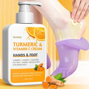Turmeric & Vitamin C Cream, Crema De Urea, Foot Urea Cream， Protect & Moisturize Your Hands & Feet All Day， Enriched With Turmeric, Vitamin C, Aloe Vera, Tea Tree, Jojoba, Salicylic Acid & Hyaluronic Acid，200g For Daily Hand & Foot Care