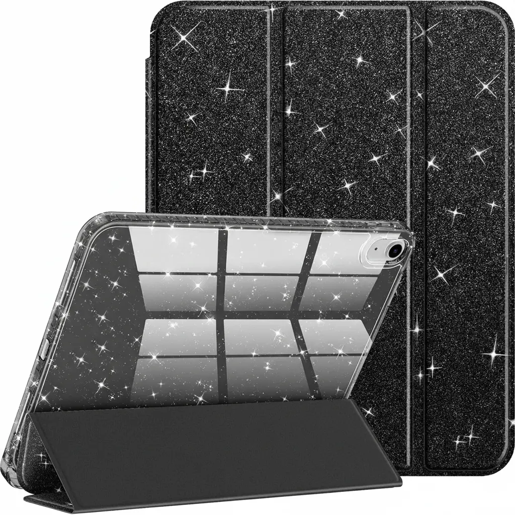 Crystal Tablet Cover for iPad 11th Gen (11-in, 2025) & iPad 10th Gen (10.9-in) - Stylish Glitter Design, Slim Lightweight Portable Smooth Scratch-Resistant Case with Leather-Lined Holder Stand, Shiny, Protection, Accessories