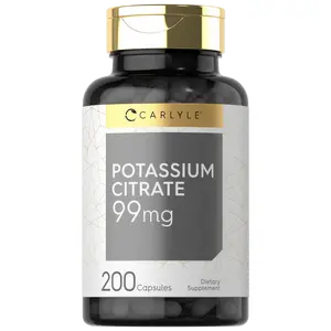 Carlyle Potassium Citrate Supplement | 99mg | 200 Capsules | Non-GMO and Gluten Free