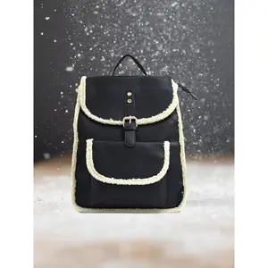 Faux Fur and Leather Backpack Purse