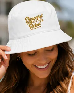 Peaceful Rebel Bucket Hat — Embroidered Unisex Hat | LowCool Brands