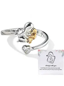 Trendy Mother and Daughter Open Style Rings with Personalized Engraving Love Heart Symbol Perfect Gift for Mom and Daughter Bonding Engraved Ring