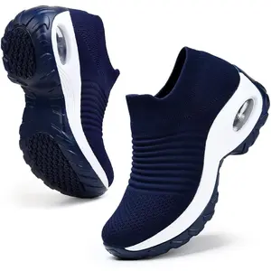 HKR Women's Walking Shoes Arch Support Non Slip Work Shoes Breathable Knit Upper Lightweight for Plantar Fasciitis Ultra-light PU Sole