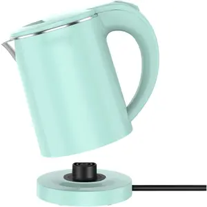 0.5L small portable electric kettles for boiling water, stainless steel travel kettle, fast boil teapot, boil-dry Protection & auto shut-off, perfect for traveling cooking, coffee, tea, eggs (green)