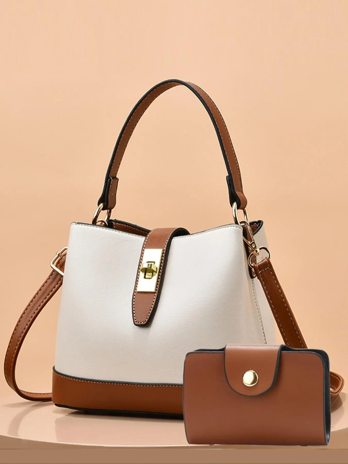 Women's Fashionable Solid Color Handbag & Coin Purse, Casual Versatile Shoulder Bag Set for Daily Used, Trendy High-quality Daily Commuting Bag, Girl Shopping Bag, Fashionable Bags