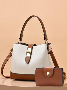 women's fashionable solid color handbag & coin purse, casual versatile shoulder bag set for daily used, trendy high-quality daily commuting bag, girl shopping bag