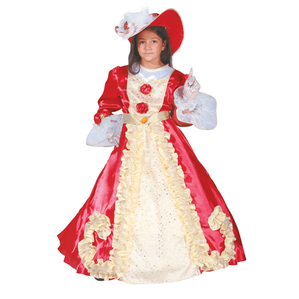 Noble Lady Costume Dress for Kids - Elegant Princess Dress Up Costume Set with Matching Hat - Perfect for Halloween, Pretend Play Fun, Theme Party, Cosplay & Fantasy Costume Party