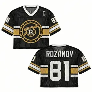 Rozanov & Hollander Croptop Mesh Jersey for Women, Heated Rivalry Print Crop Jersey for Hockey Fans, Comfortable & Trendy Sportswear Perfect Gift for Women