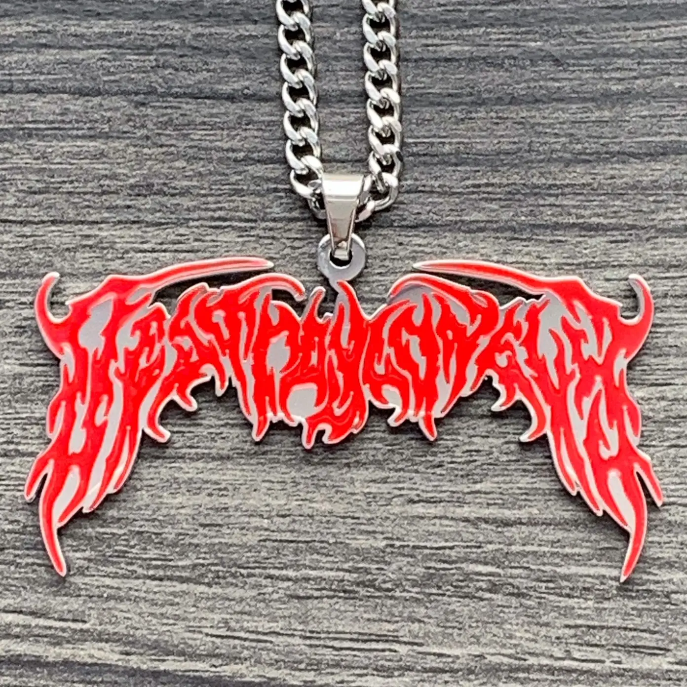 Red Destroy Lonely Necklace 2" Mirror Polished Opium Pendant Stainless Steel Hypoallergenic Chain Free Gift Included