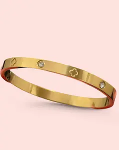 Gold Clover Bangle Stainless Steel Bracelet