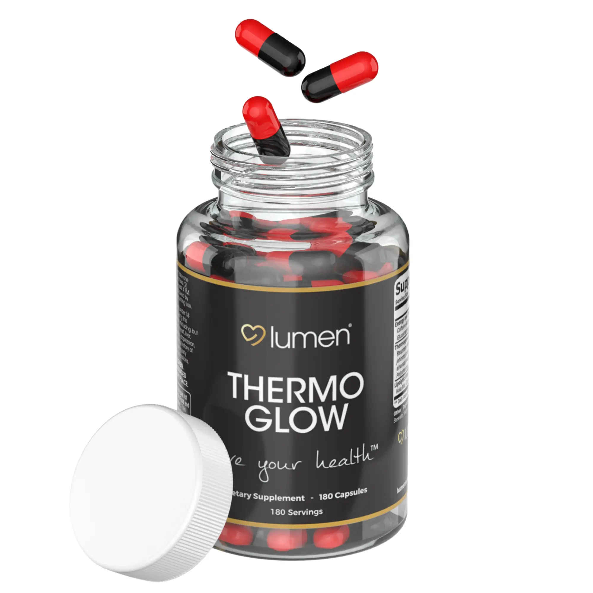 Lumen Naturals ThermoGlow for Women - Raspberry Ketone Blend -  Green Tea Extract - 180 Count - 180 Servings