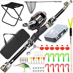 Kids Fishing Pole - Rod Reel Combo Tackle Box Starter Set - First Year Small Dock Gear Kit for Boys Girls Toddler Youth Age Beginner Little Children Junior Anglers