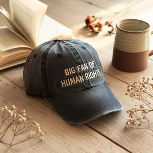 [Made-To-Order] Human Rights Embroidered Washed Cap, Feminist Activism Gift