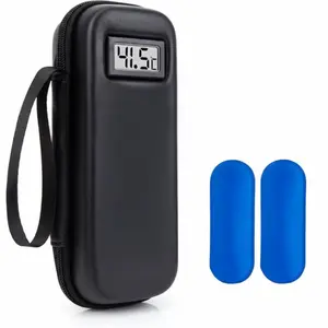 Insulin Cooler Travel Case with Thermometer Display Waterproof Medicine Organizer Bag Insulin Cooling Bag for Diabetics NONE