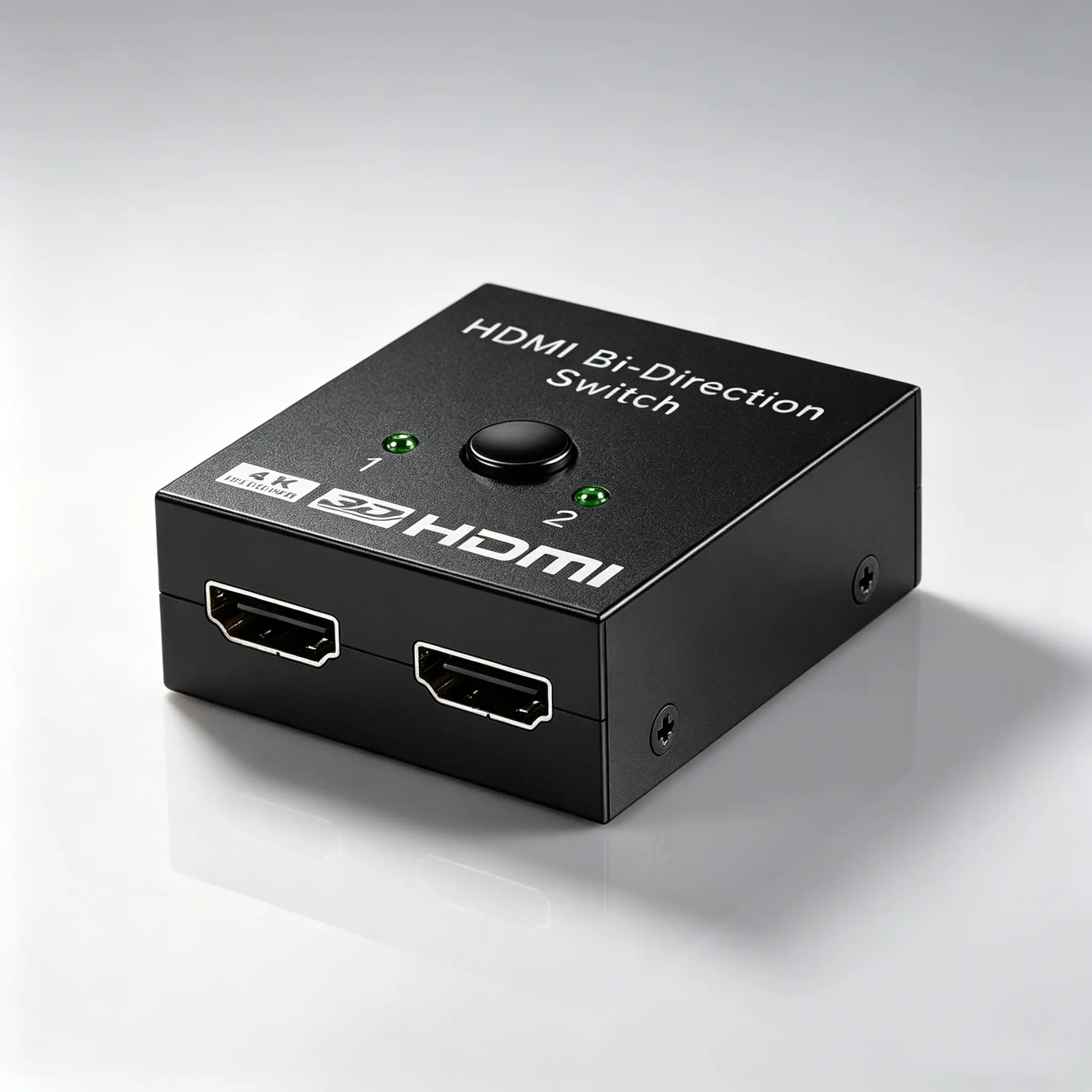 Dual-Port HDMI 2-to-1 Switch, 4K60Hz HDMI 2.0 Switch, 18 Gbps Bandwidth, Plug-and-Play, with LED Indicators, Compatible with 4K, 3D, 1080p, and HDCP-Enabled HD TVs and PCs